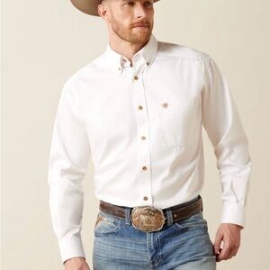 Ariat Men's Solid Twill Classic Fit Long Sleeve Cowboy  Sz Small 100% Cotton